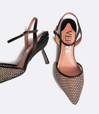 Top view crystal heels