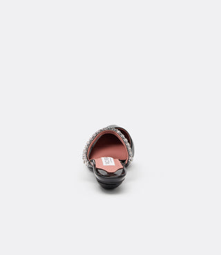 Back view of the VICE VERSA Isadora Mule in black patent showing the crystal strap