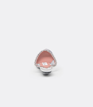 Back view of the VICE VERSA Isadora Mule in clear crystal showing the crystal strap