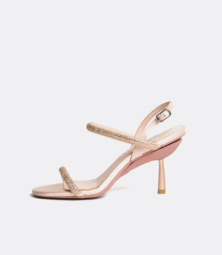 Side view of rose gold crystal sandal