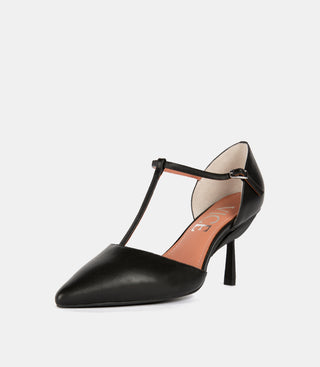 front view of t strap heels