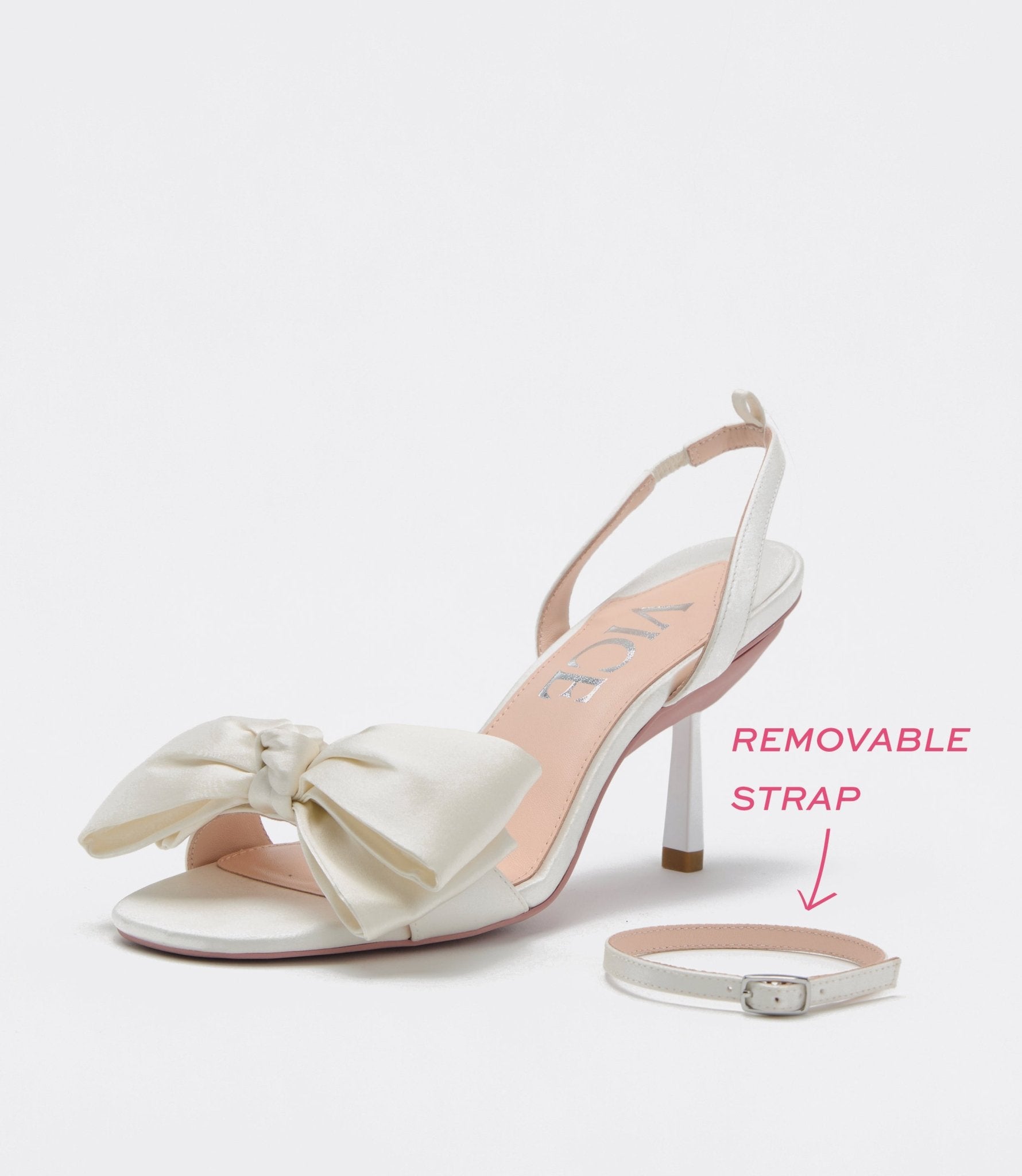 bow heel with removable strap