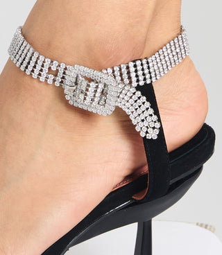 Crystal Belt Sandals in Black