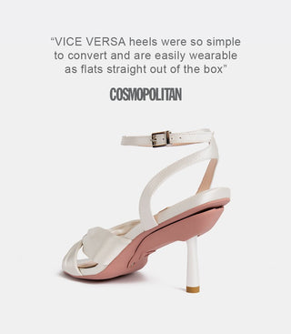 back view of white silk sandals
