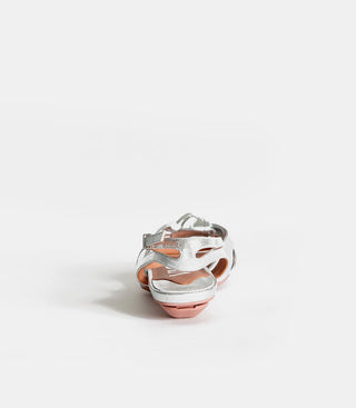 flat back view of silver sandals