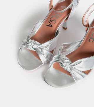 detail of silver sandals
