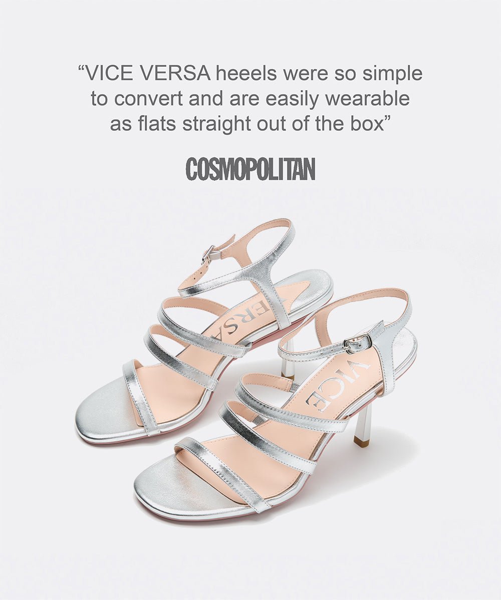 silver heels top view