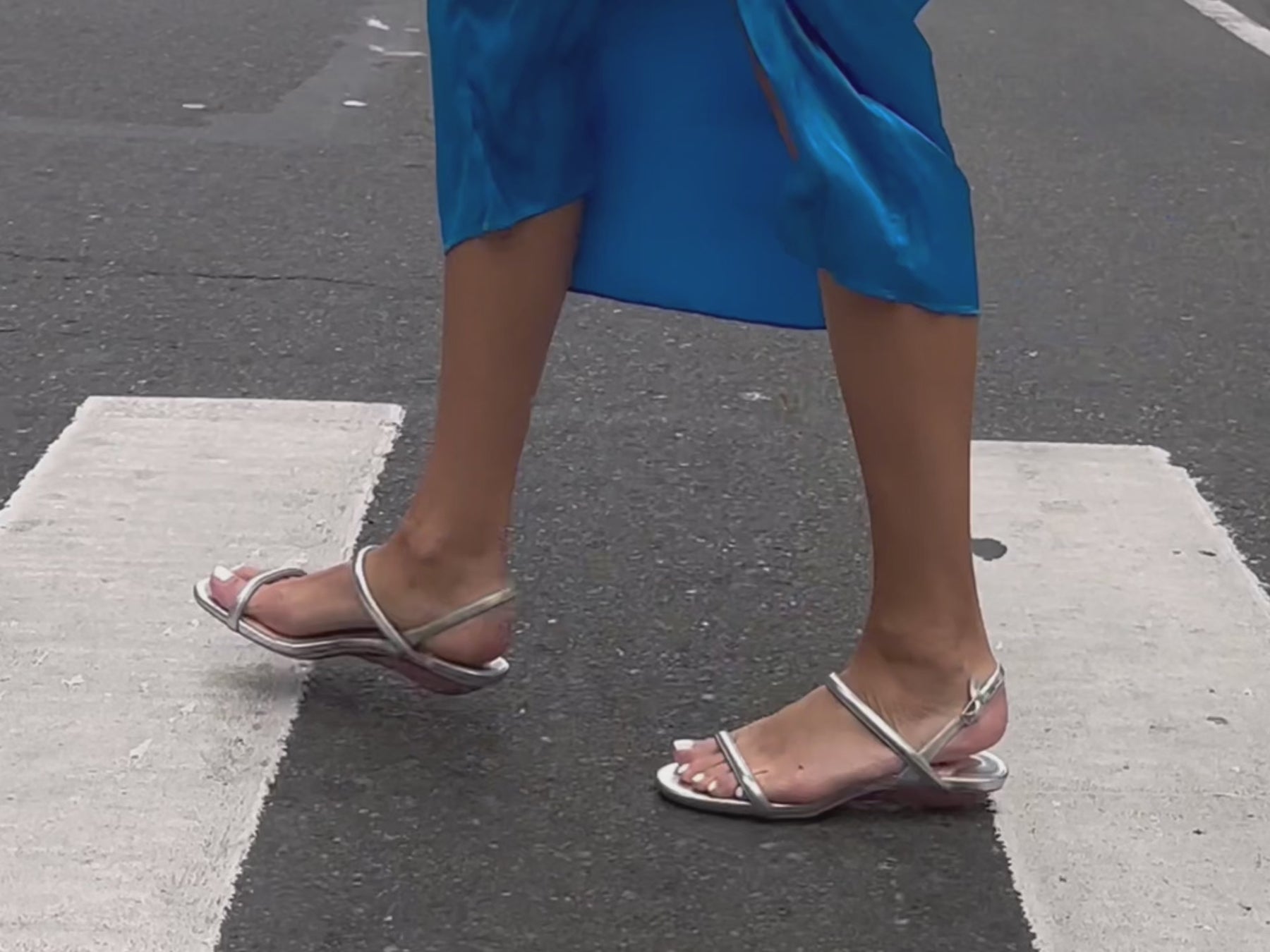 Silver convertible heels as flats