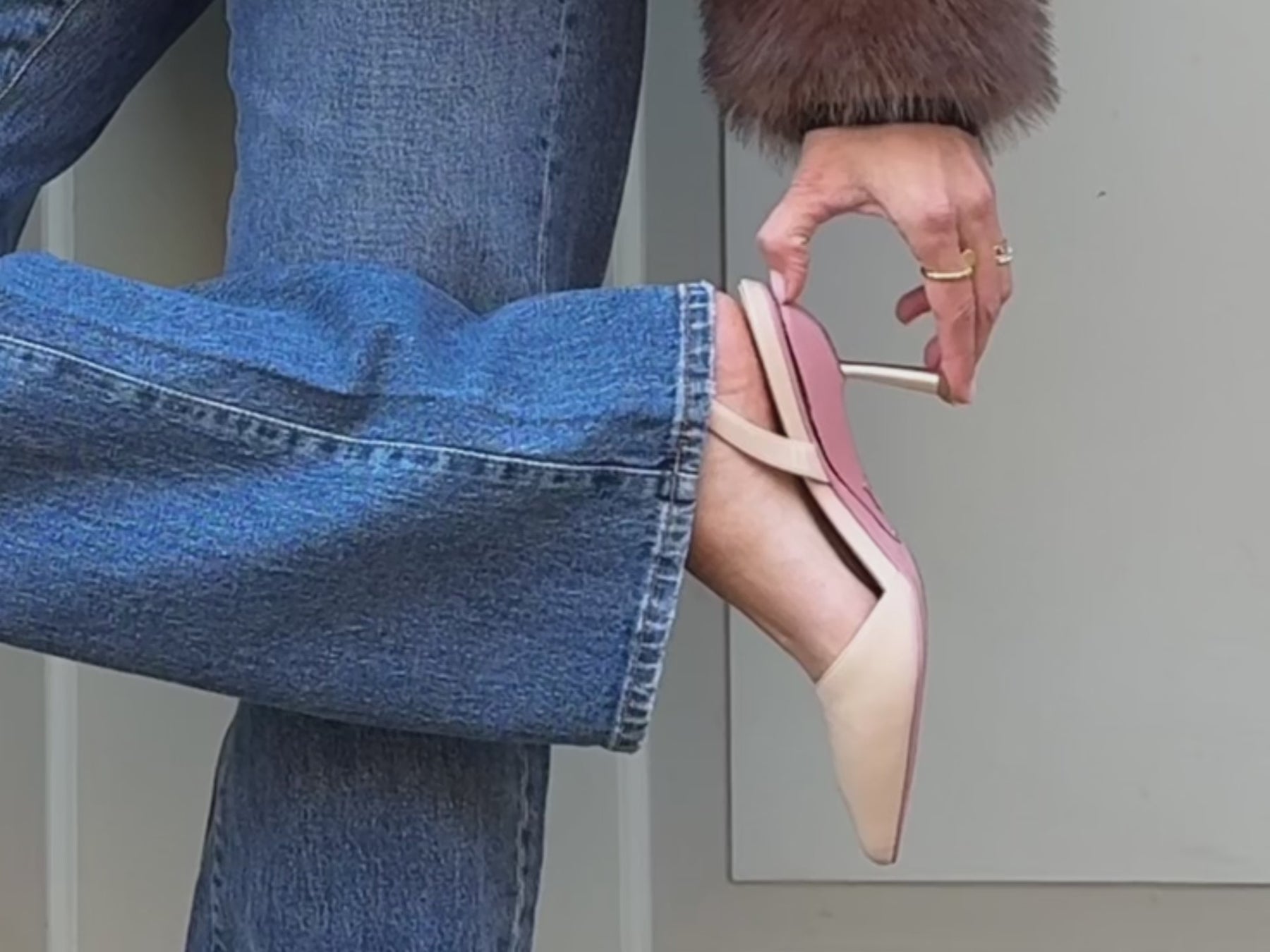 Beige shoes from a heel to a flat