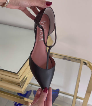 T-strap heels folding