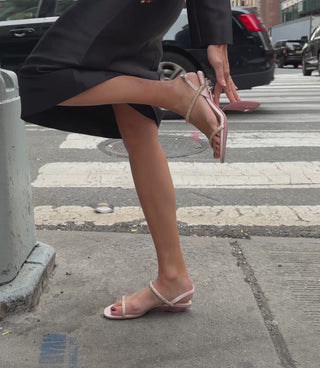 Rose gold sandals folding flat