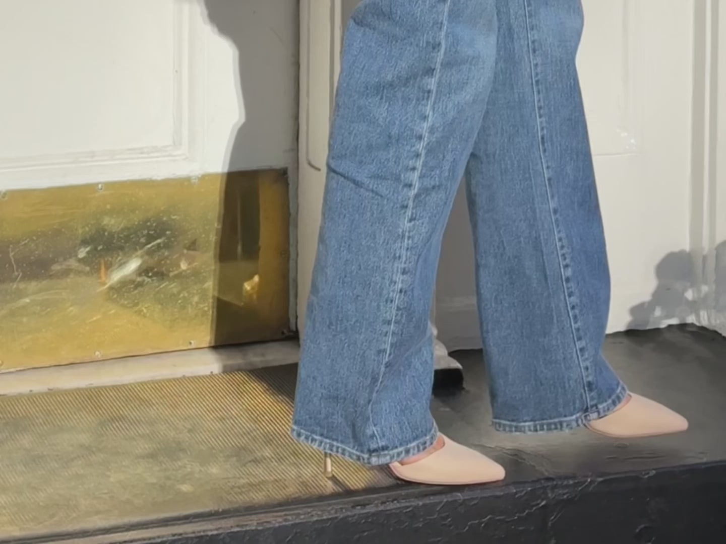 Beige shoes as a heel