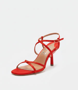Red convertible strappy sandal front view