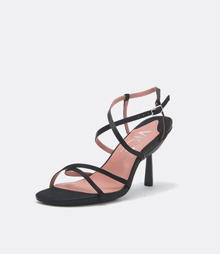 black silk strappy heel