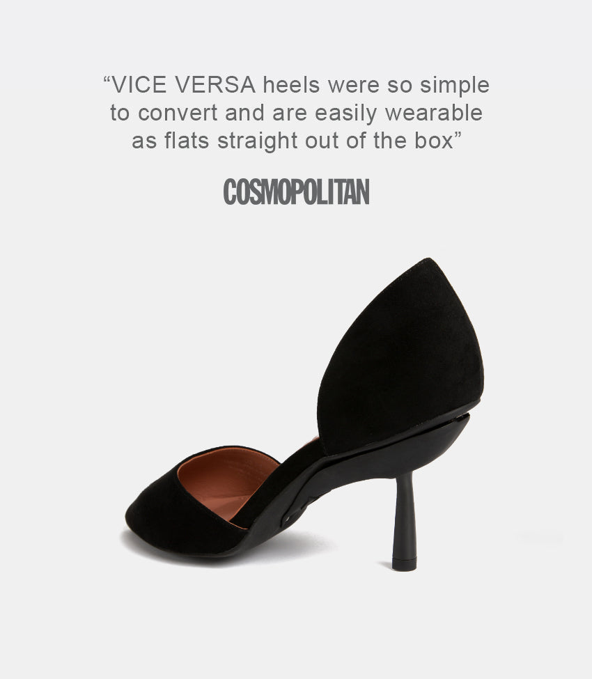 Heels that Fold to Flats - The Suede Everyday Pump – VICE VERSA