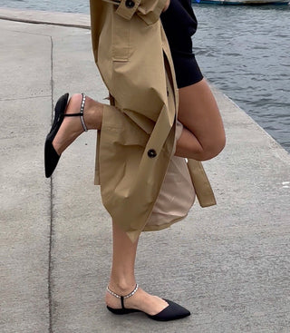 flat mode of crystal strap shoes