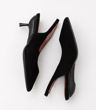 Black high-heeled shoes on a white background
