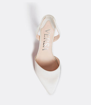 white silk shoe top view