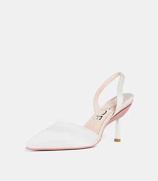 White silk shoes as a heel