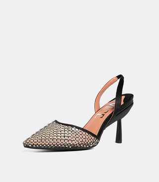 Heels with crystal mesh