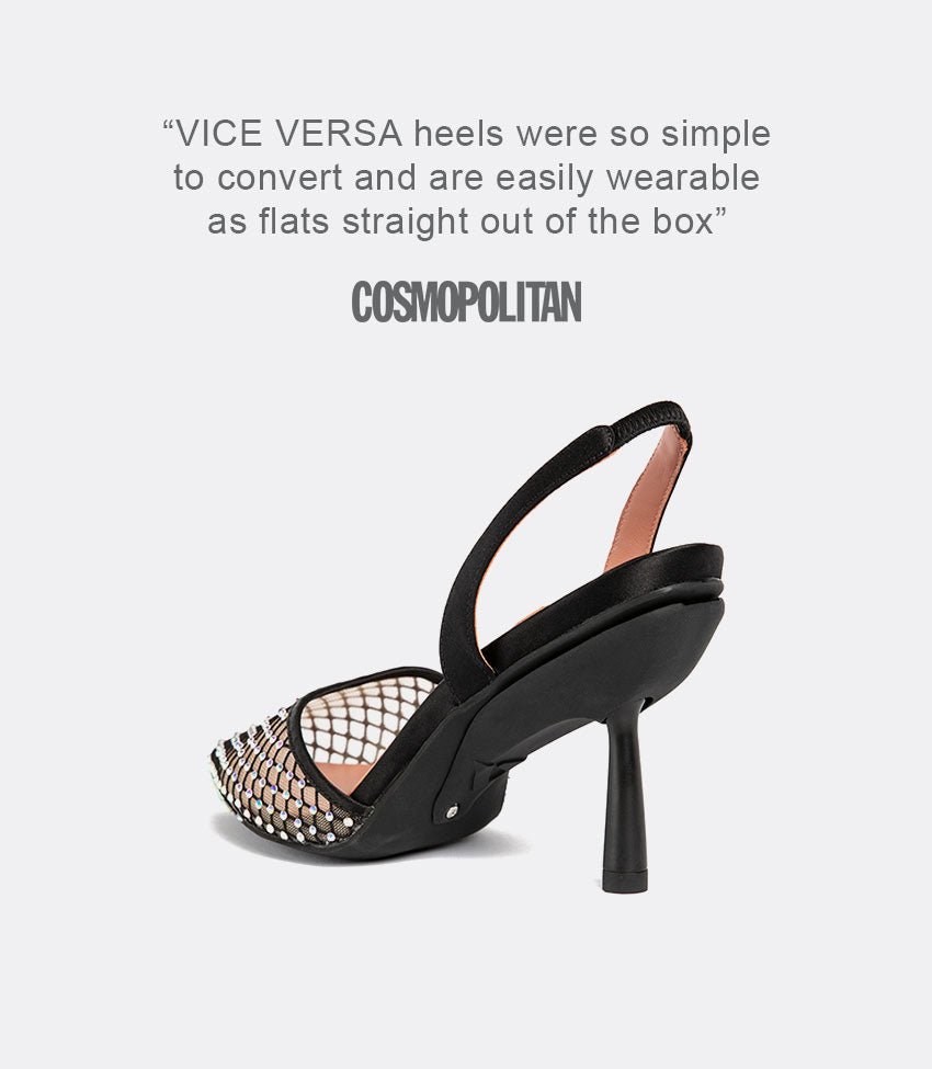 Back view of crystal mesh shoes