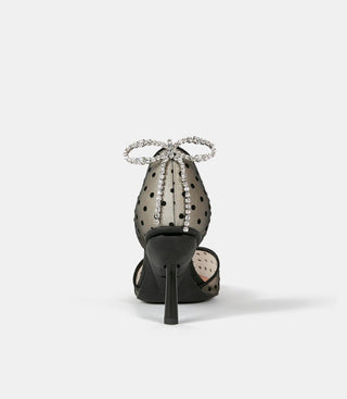 back view of polka dot shoes